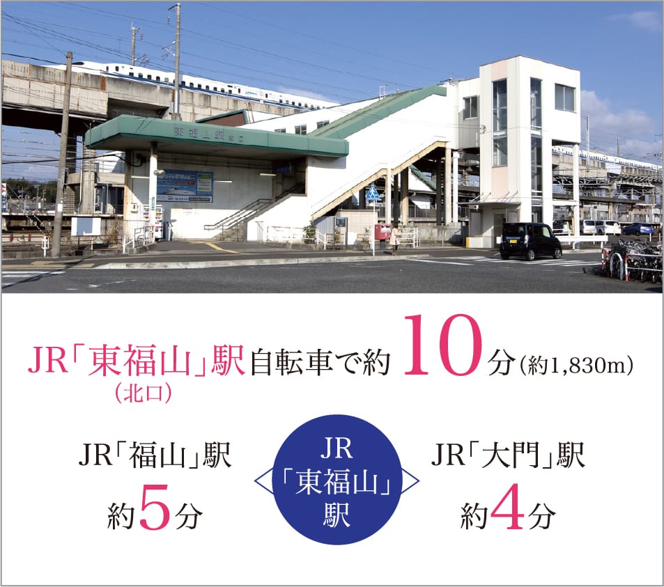 JR「東福山」駅 自転車で約10分（約1,830m）